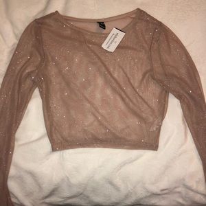 sparkle pink long sleeve crop top